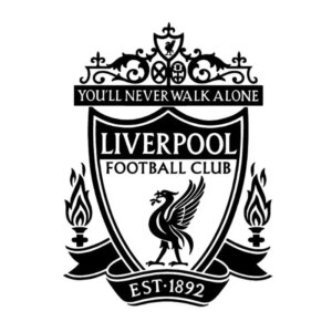 Liverpool wallsticker. Liverpool logo som fodbold wallsticker. Sort. (50x37cm) -