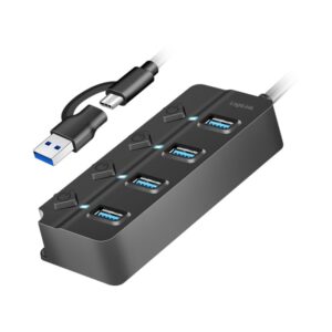 LogiLink USB-C Hub. 4 Porte USB 3.2 Gen1 SuperSpeed med 2-i-1 stik -