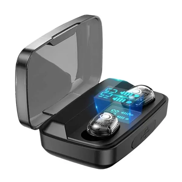 m13c-tws-earbuds M13C TWS Transparente bluetooth 5.0 Earbuds med ladestation. -