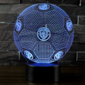 Manchester City 3D lampe. Fodbold. Farveskift mellem 7 farver. -