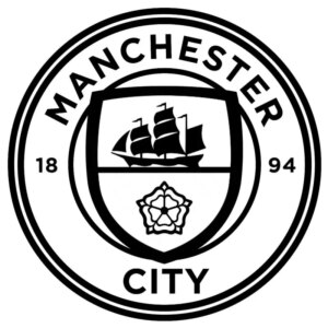 Manchester City wallsticker. Stort Man City logo som fodbold wallsticker. Sort. -