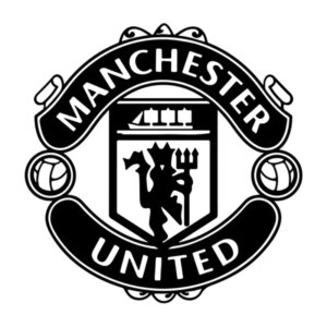 Stor Manchester United wallsticker. Flot Manchester United logo. Sort. 70x70cm -