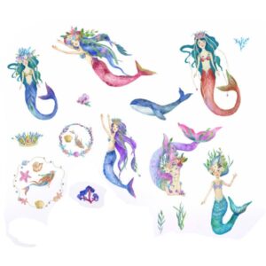 Wallsticker med en masser af havfruer. -