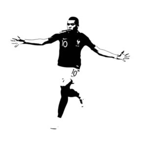 Mbappe scoring. Flot fodbold wallsticker. 54x57cm -