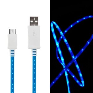 LED lys MICRO-USB / USB Opladekabel. 1 m. Blå. -