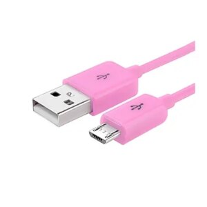 MICRO-USB / USB Datakabel. 1 m. Pink. -