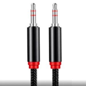 Audiokabel minijack til minijack. Flettet. Sort. 2m. -