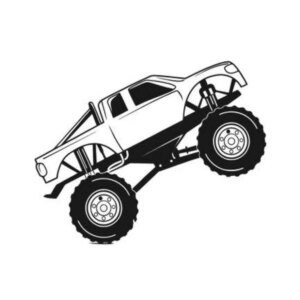Kæmpe Monstertruck wallsticker. Op ad bakke. 81x102cm. -