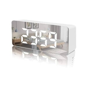 Multifunktionelt LED vækkeur med spejl. Hvid. -