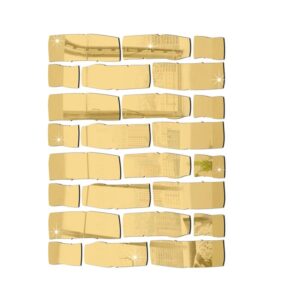 Murstensformede spejle. Unik Spejl Murstensdekoration. Akryl spejl klistermærker. 24 stk. Gold -