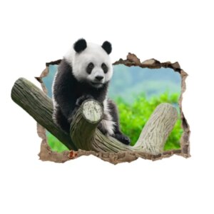 Sød Panda wallsticker. Hul i væggen. 50x70cm -