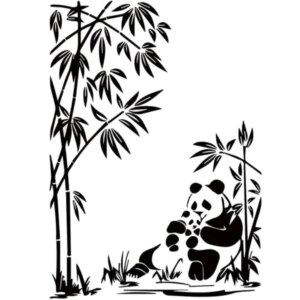 Sød Panda wallsticker. Mor med panda unge. 81x58cm -