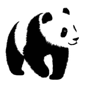 Sød Panda wallsticker med en stor panda. Sort/Hvid. 50x55cm -