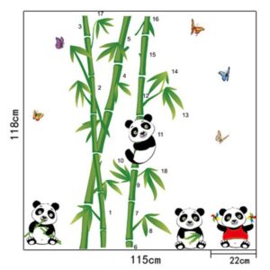 Panda wallsticker. Fire søde pandaer der er vilde med bambus. -