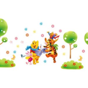 Sød wallsticker med Peter Plys der synger med vennerne. -