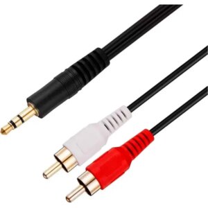 Minijack til phono kabel. 3,5 mm minijack til 2x RCA Phono stereo kabel (Sort) - 9m -