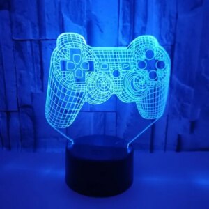 PS3 Controller 3D lampe. Flot lysende PlayStation 3 Controller. Farveskift mellem 7 farver. -