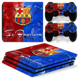 PS4 Pro skin til konsol og to controllere. FC Barcelona. Rød/Blå -