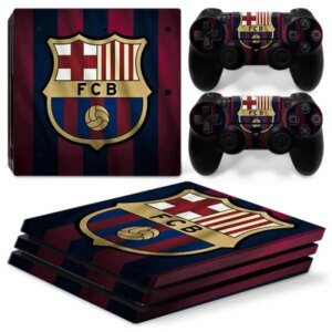 PS4 Pro skin til konsol og to controllere. Barcelona - stribet. -