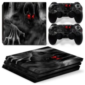 PS4 Pro skin til konsol og to controllere. Dark skull. -