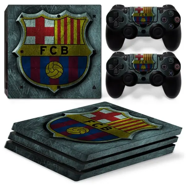 ps4-pro-skin-fcbarca-metal PS4 Pro skin til konsol og to controllere. FC Barcelona. Metal. -