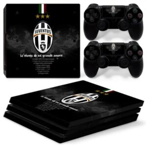 PS4 Pro skin til konsol & to controllere. Juventus logo. Ovalt. -