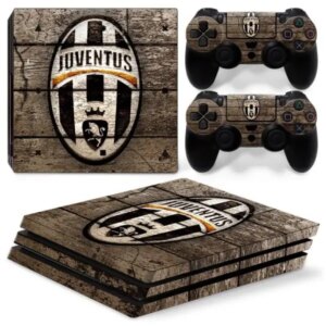 PS4 Pro skin til konsol & to controllere. Juventus logo på træ. -