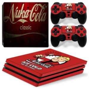 Fallout PS4 Pro skin til konsol og controllere. Nuka Cola. -