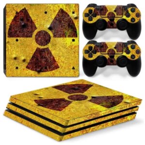 PS4 Pro skin til konsol og to controllere. Radioactive Warning. -