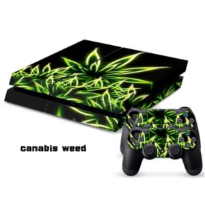 PS4 skin til konsol og to controllere. Cannabis. -