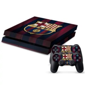 PS4 skin til konsol og to controllere. FC Barcelona -stribet. -