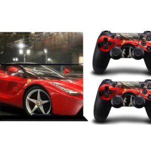 PS4 skin til konsol og to controllere. Ferrari. -