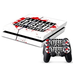 PS4 Slim skin til konsol og to controllere. Parental Advisory. -