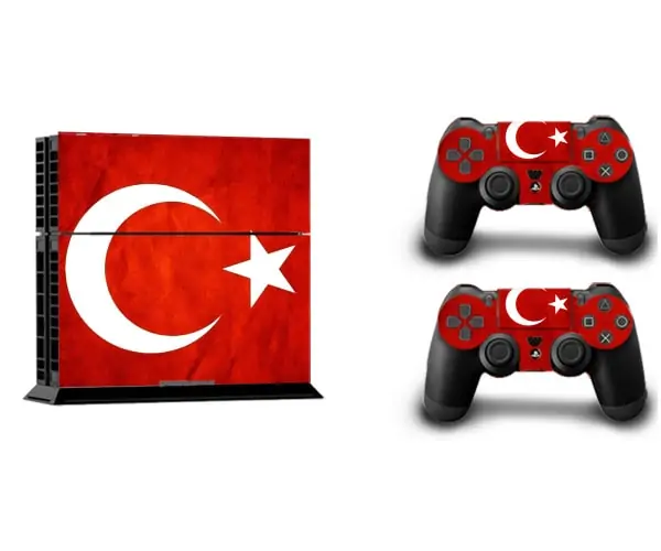 ps4-skin-tyrkiet PS4 skin til konsol og to controllere. Tyrkiets flag. -