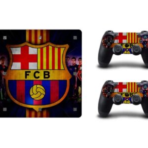 PS4 Slim skin til konsol og to controllere. FC Barcelona. -
