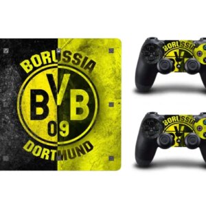 PS4 Slim skin til konsol og to controllere. Dortmund. Sort/Gul. -