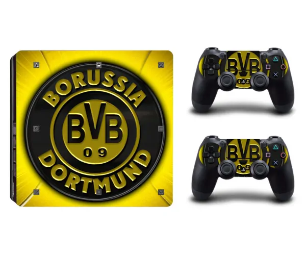 ps4slim-skin-dortmund-gul PS4 Slim skin til konsol og to controllere. Dortmund. -