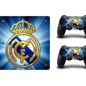 PS4 Slim skin til konsol og to controllere. Real Madrid. Blå. -