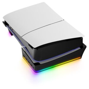 PS5 Slim USB Hub og Horisontal Stander med cool RGB lys. iPega. Sort -
