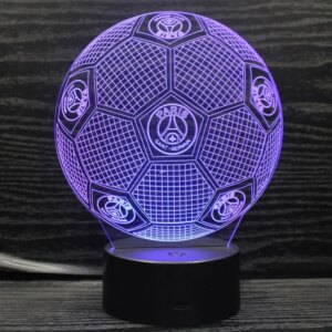 Paris Saint-Germain - PSG 3D lampe. Fodbold. Farveskift mellem 7 farver. -