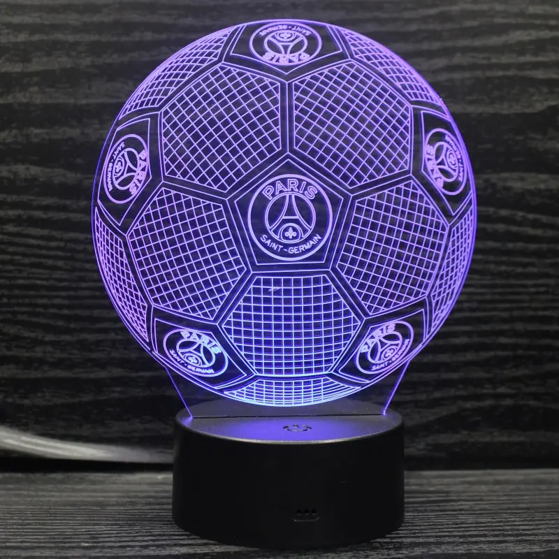 psg-bold-3d-lamp Paris Saint-Germain - PSG 3D lampe. Fodbold. Farveskift mellem 7 farver. -