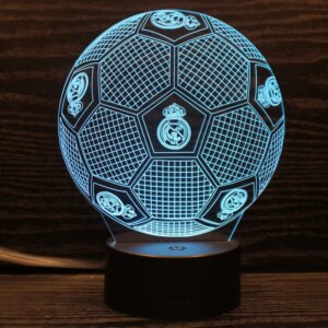 Real Madrid 3D lampe. Fodbold. Farveskift mellem 7 farver. -