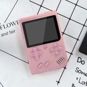 Retro håndholdt spillekonsol med 400 klassiske spil. Lyserød. -