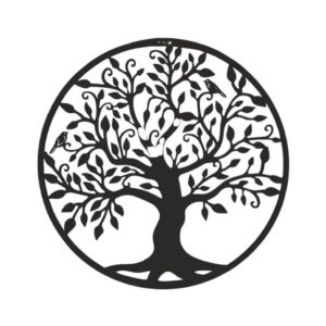 Flot spejl med et rundt træ. Akryl spejl klistermærke. Sommer. Sort. -