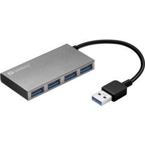Sandberg USB 3.0 Pocket 4 ports USB Hub. Silver. -