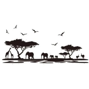Stor og flot wallsticker med dyrene på Savannen. 160x75cm. -