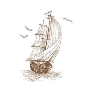 Flot wallsticker med et gammelt sejlskib. 58x43cm -