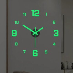 Selvlysende selvklæbende DIY ur til væggen. Vægur du kan placere hvor du vil. Stor. -