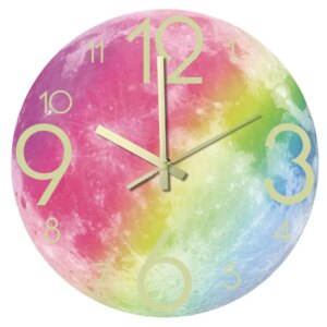 Flot selvlysende planet vægur, der er synligt både dag og nat. Farverig Måne. -