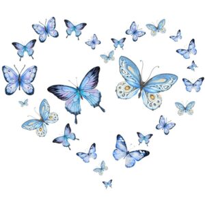 Selvlysende sommerfugle wallsticker. 25 stk i forskellige størrelser -